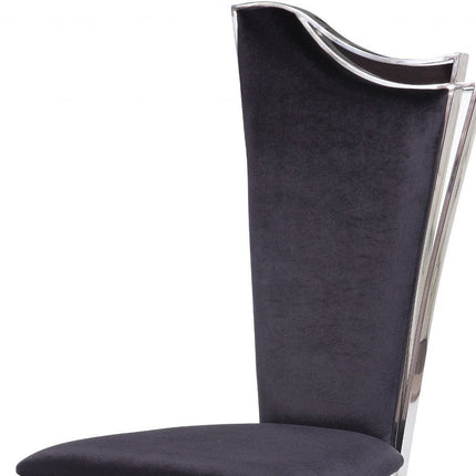 Set of Two Black And Silver Upholstered Fabric Dining Side Chairs HomeRoots