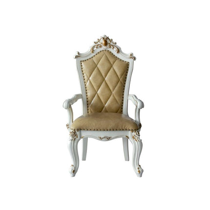 Set of Two 27" Brown and White Faux Leather Tufted Side Chair HomeRoots