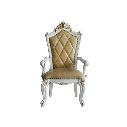 Set of Two 27" Brown and White Faux Leather Tufted Side Chair HomeRoots