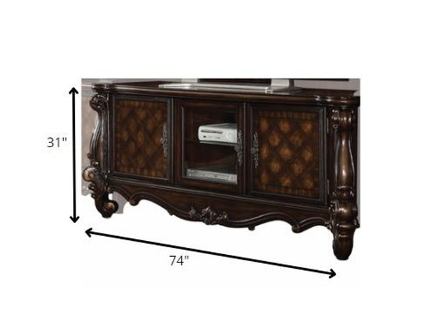 74" Dark Brown Solid Wood