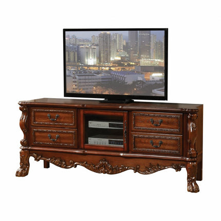 79" Brown Wood And Glass Carved Scrollwork Entertainment Center HomeRoots