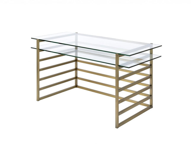 28" Clear and Gold Glass Mirrored HomeRoots