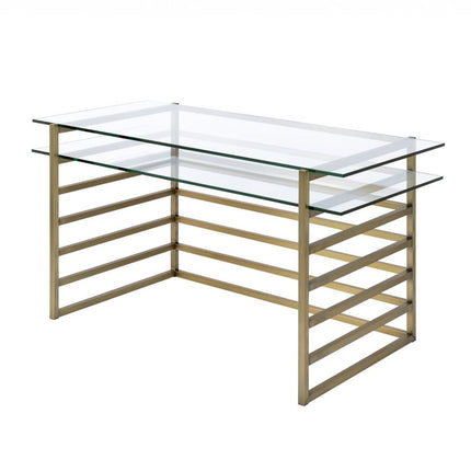 28" Clear and Gold Glass Mirrored