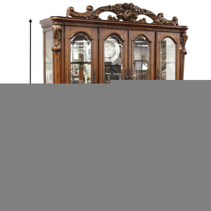 19" X 74" X 89" Cherry Oak Wood Poly Resin Glass Hutch  Buffet HomeRoots