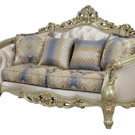 78" Gold Floral Loveseat and Toss Pillows HomeRoots