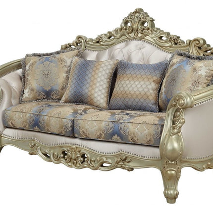 78" Gold Floral Loveseat and Toss Pillows HomeRoots