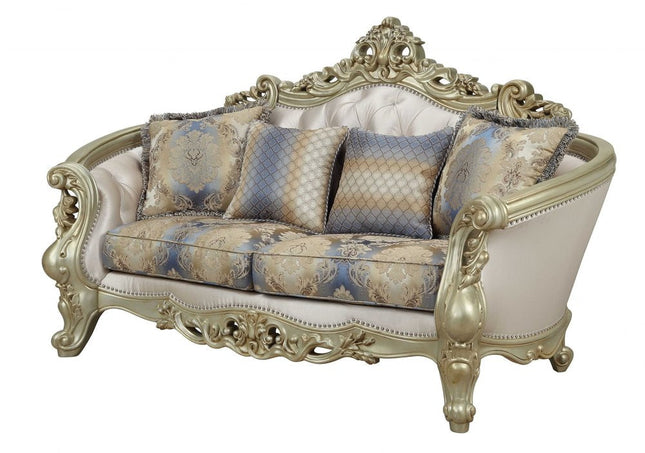 78" Gold Floral Loveseat and Toss Pillows HomeRoots