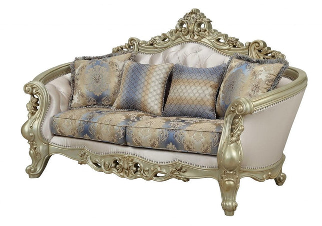 78" Gold Floral Loveseat and Toss Pillows HomeRoots