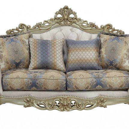 78" Gold Floral Loveseat and Toss Pillows HomeRoots