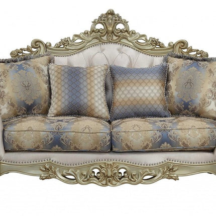 78" Gold Floral Loveseat and Toss Pillows HomeRoots