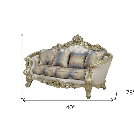 78" Gold Floral Loveseat and Toss Pillows HomeRoots