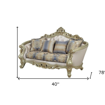 78" Gold Floral Loveseat and Toss Pillows HomeRoots