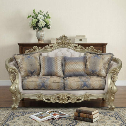 78" Gold Floral Loveseat and Toss Pillows HomeRoots