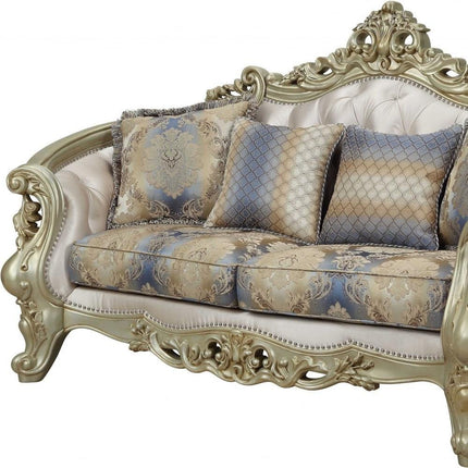 78" Gold Floral Loveseat and Toss Pillows HomeRoots