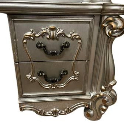 21" Platinum Solid Wood Peninsula Wall Mounted Computer Desk With Four Cabinets Five Drawers HomeRoots