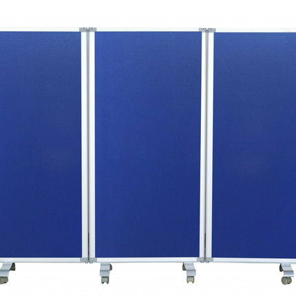 71" Blue Iron Folding Three Panel Screen Room Divider HomeRoots