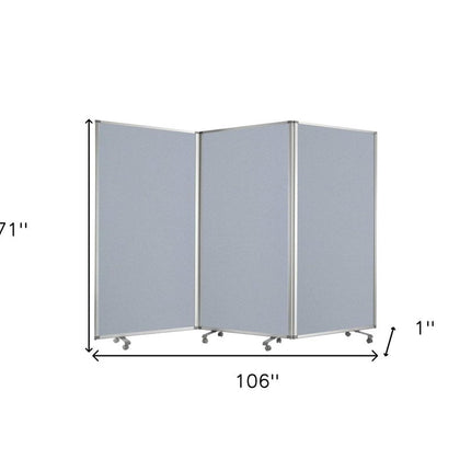 71" Gray Iron Folding Three Panel Screen Room Divider HomeRoots
