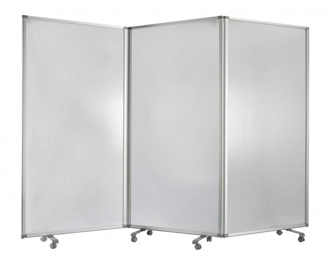 71" White Iron Folding Three Panel Screen Room Divider HomeRoots