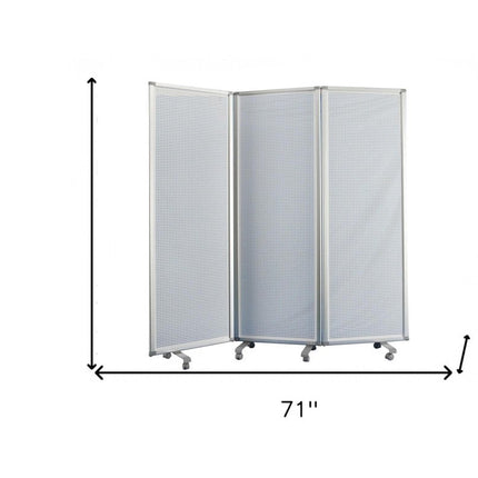 71" White Iron Folding Six Panel Screen Room Divider HomeRoots
