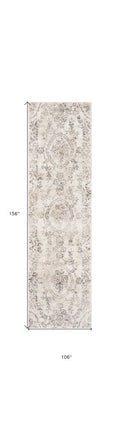 9' X 13' Gray And Tan Floral Distressed Area Rug HomeRoots