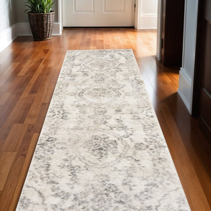 9' X 13' Gray And Tan Floral Distressed Area Rug HomeRoots