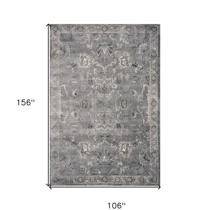 9' X 13' Gray And Light Gray Floral Medallion Area Rug HomeRoots