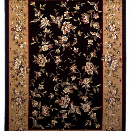 9' X 13' Tan Black And Beige Floral Vines Area Rug HomeRoots