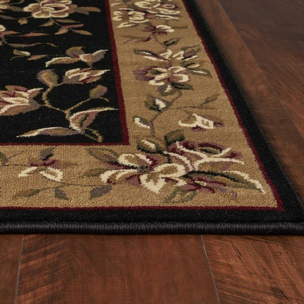 9' X 13' Tan Black And Beige Floral Vines Area Rug HomeRoots