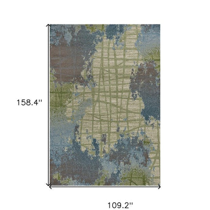 10' X 13' Blue and Green Abstract Area Rug HomeRoots