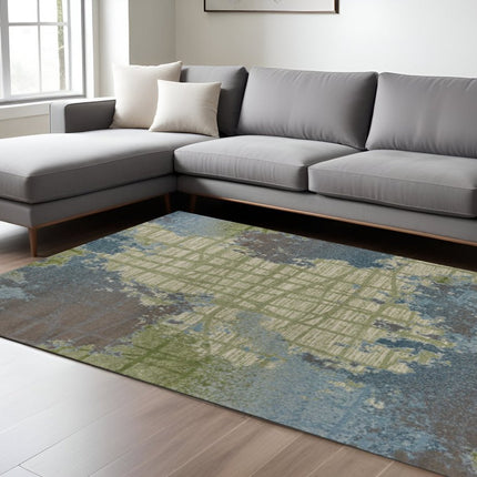 10' X 13' Blue and Green Abstract Area Rug HomeRoots