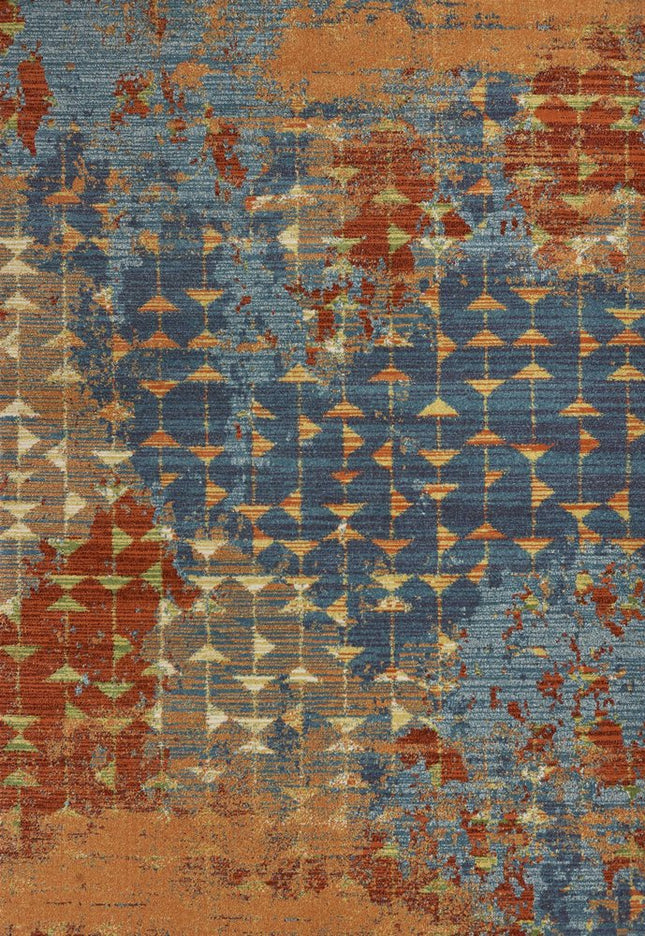 9' X 13' Blue Red And Orange Abstract Area Rug HomeRoots