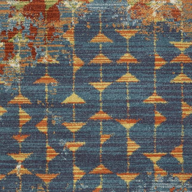 9' X 13' Blue Red And Orange Abstract Area Rug HomeRoots