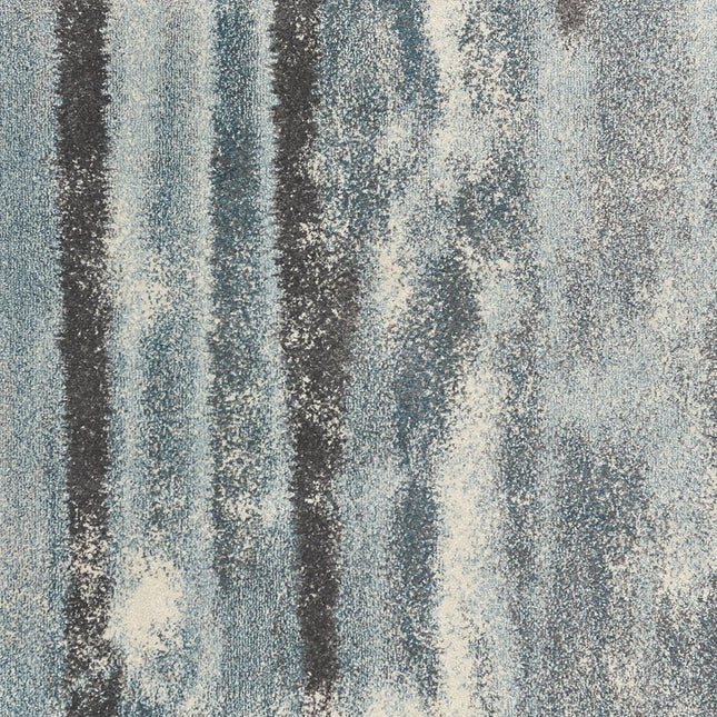 9' X 13' Teal Blue And White Abstract Area Rug HomeRoots
