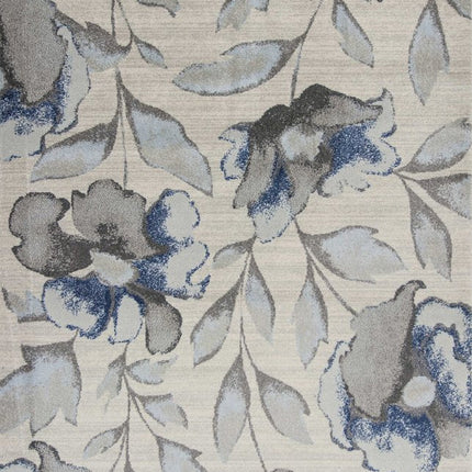 9' X 13' Ivory Blue And Gray Floral Vines Area Rug HomeRoots