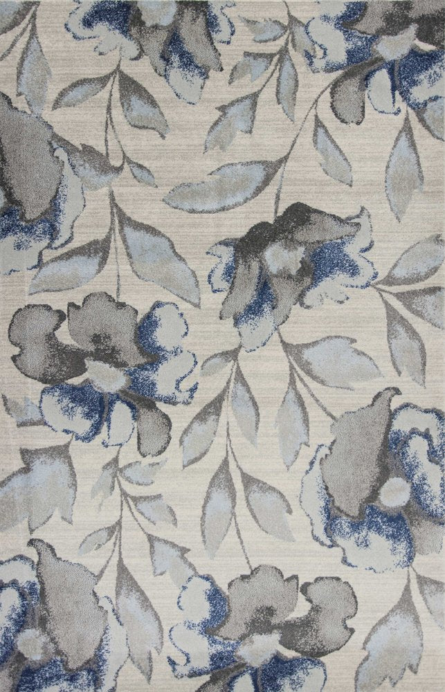 9' X 13' Ivory Blue And Gray Floral Vines Area Rug HomeRoots