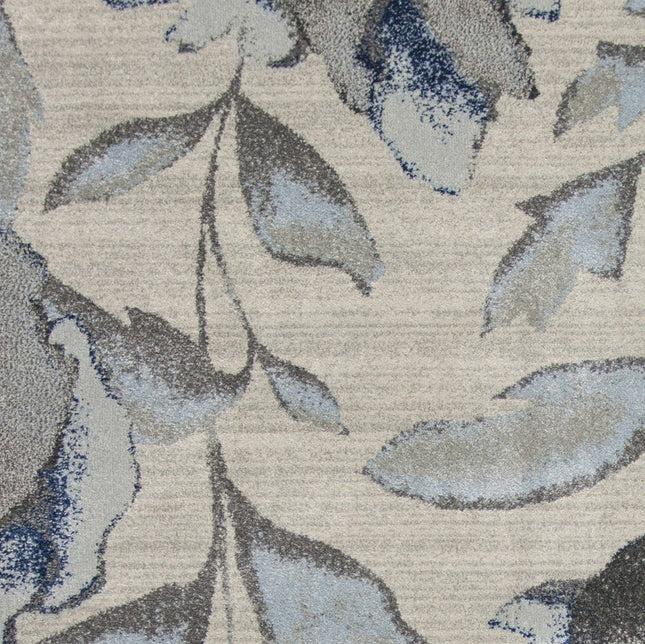 9' X 13' Ivory Blue And Gray Floral Vines Area Rug HomeRoots