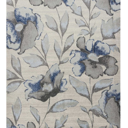 9' X 13' Ivory Blue And Gray Floral Vines Area Rug HomeRoots