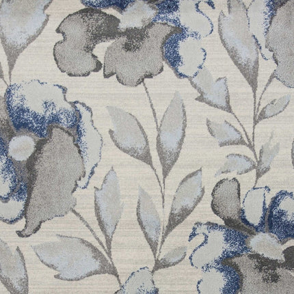 9' X 13' Ivory Blue And Gray Floral Vines Area Rug HomeRoots