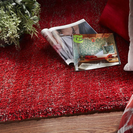 9' X 13' Red Shag Hand Woven Area Rug HomeRoots