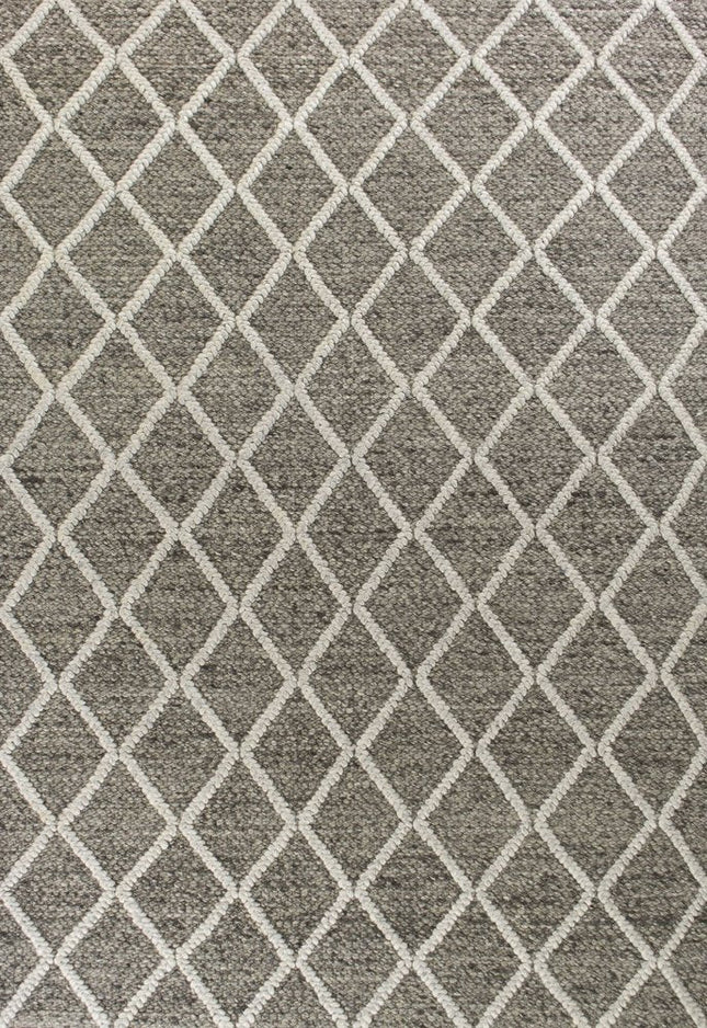 9' X 13' Dark Gray And Ivory Wool Diamond Hand Woven Area Rug HomeRoots