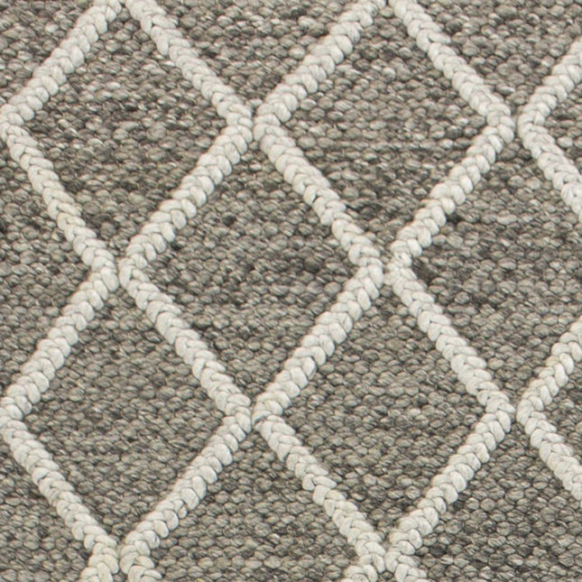 9' X 13' Dark Gray And Ivory Wool Diamond Hand Woven Area Rug HomeRoots