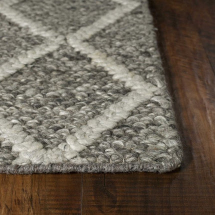 9' X 13' Dark Gray And Ivory Wool Diamond Hand Woven Area Rug HomeRoots