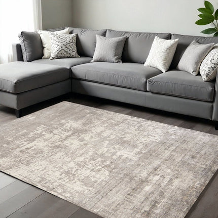 9' X 13' Beige And Ivory Abstract Hand Loomed Area Rug HomeRoots