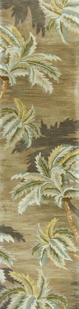 10' Moss Green And Yellow Wool Tropical Botanical Hand Tufted Runner Rug HomeRoots
