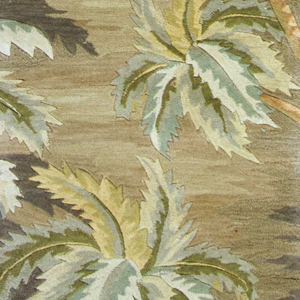 10' Moss Green And Yellow Wool Tropical Botanical Hand Tufted Runner Rug HomeRoots