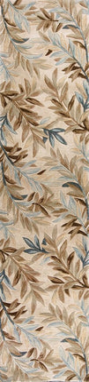 10' Ivory Brown And Blue Wool Botanical Leaves Hand Tufted Area Rug HomeRoots