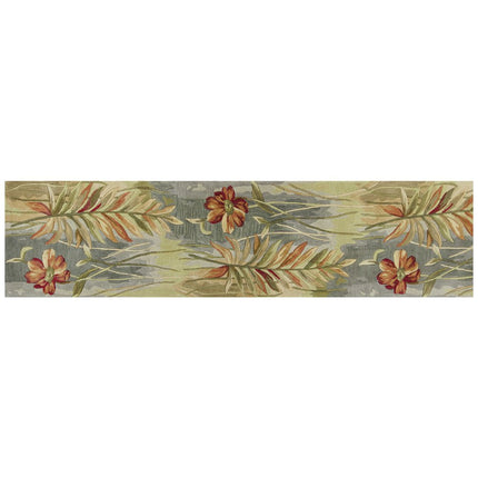 10' Blue And Green Wool Tropical Botanical Hand Tufted Runner Rug HomeRoots