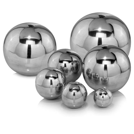 8" Silver Buffed Aluminum Decorative Orb HomeRoots