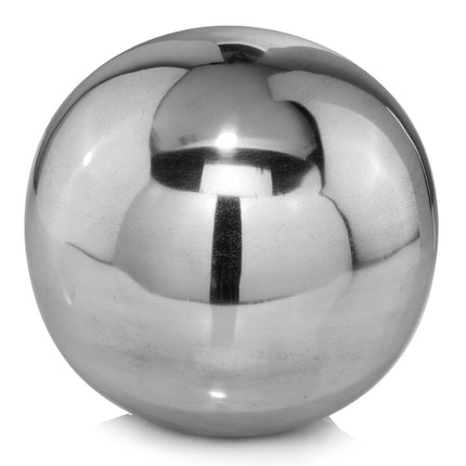 8" Silver Buffed Aluminum Decorative Orb HomeRoots
