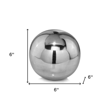 8" Silver Buffed Aluminum Decorative Orb HomeRoots